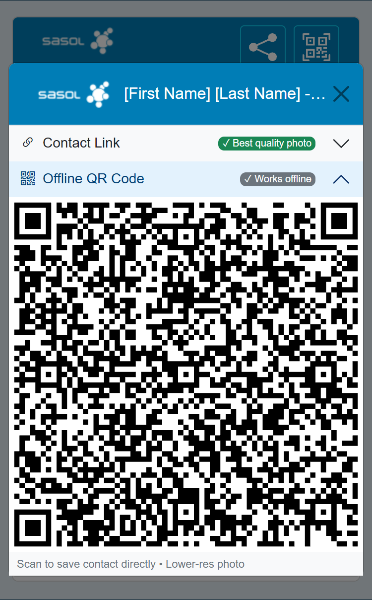 Screenshot of the 'Contact Card'